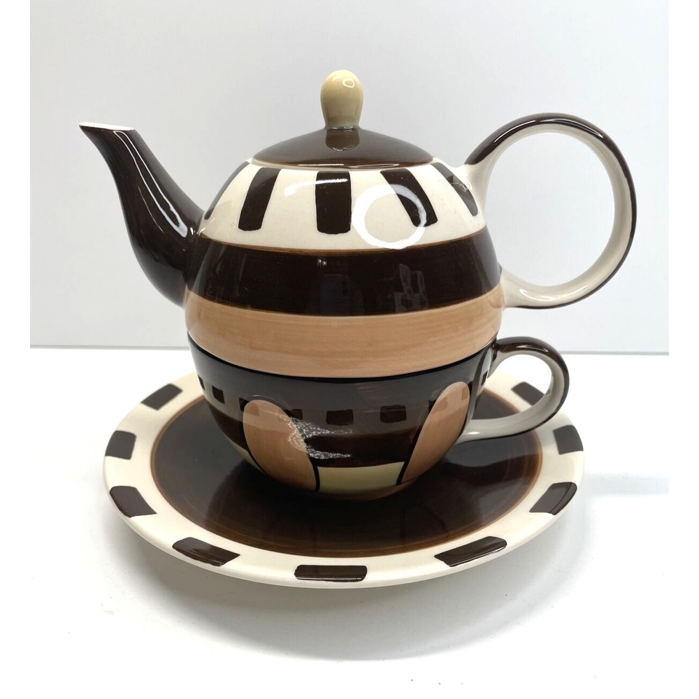 HERMAN DODGE & SON Inc. Tea Set For One Hand Painted 4 Piece Teapot cup & saucer